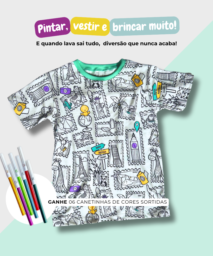 Camiseta Viagem Colorida