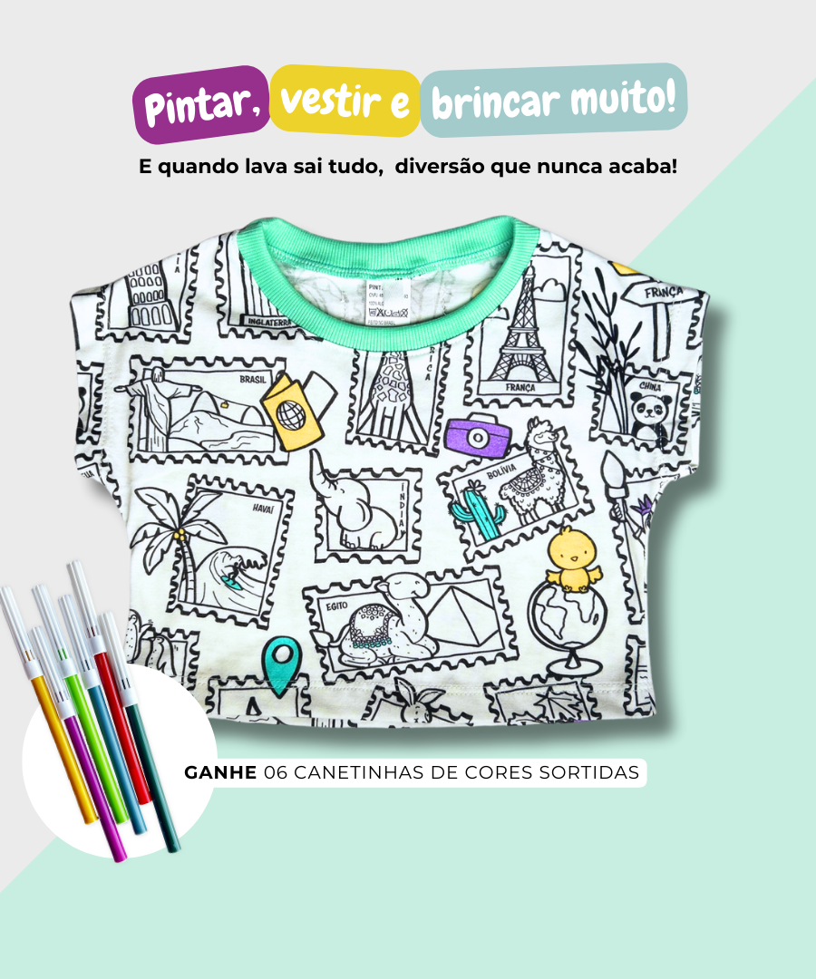 Cropped Viagem Colorida