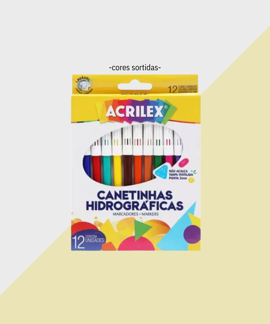 Canetinhas Laváveis Acrilex 12 Cores